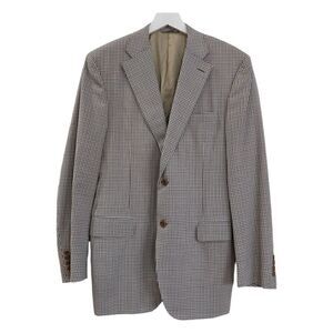 LIKE NEW CANALI Italy Men's 100% Wool Plaid Check Brown Two Button Blazer Sz 52L